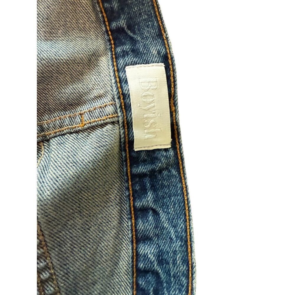 Boyish Women Medium Wash High Waisted Straight Leg Jeans Size 26 Ankle Tie Avery - Picture 9 of 9